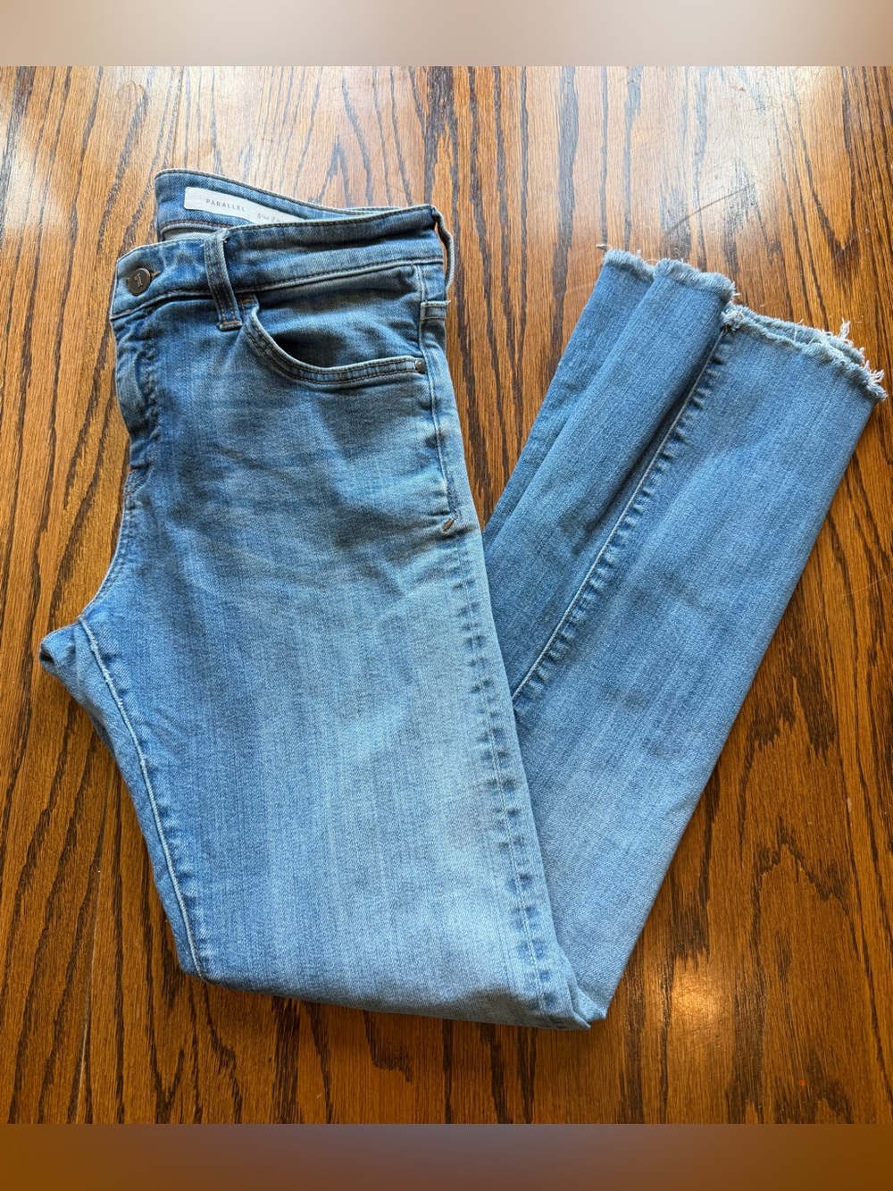 Anthropologie Pilcro and the Letterpress Parallel Denim Bootcut Jeans Raw Hem 30